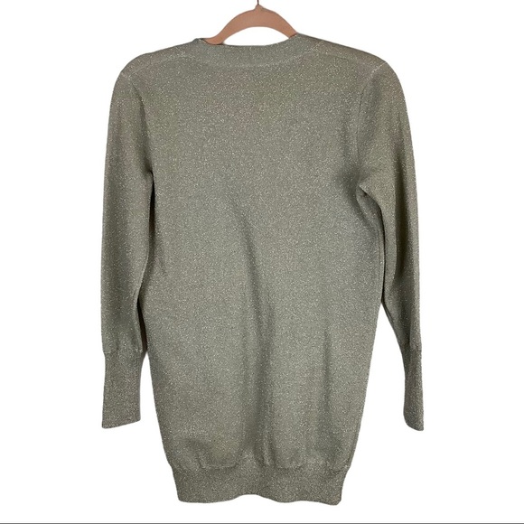 J. Crew Collection cardigan long silver XXS pocket front pockets double sparkly - Picture 6 of 6